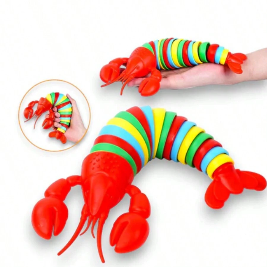 Lagosta 3D Brinquedo Sensorial Fidget Toy Articulada Colorida Com Led Infantil cores sortidas OK014