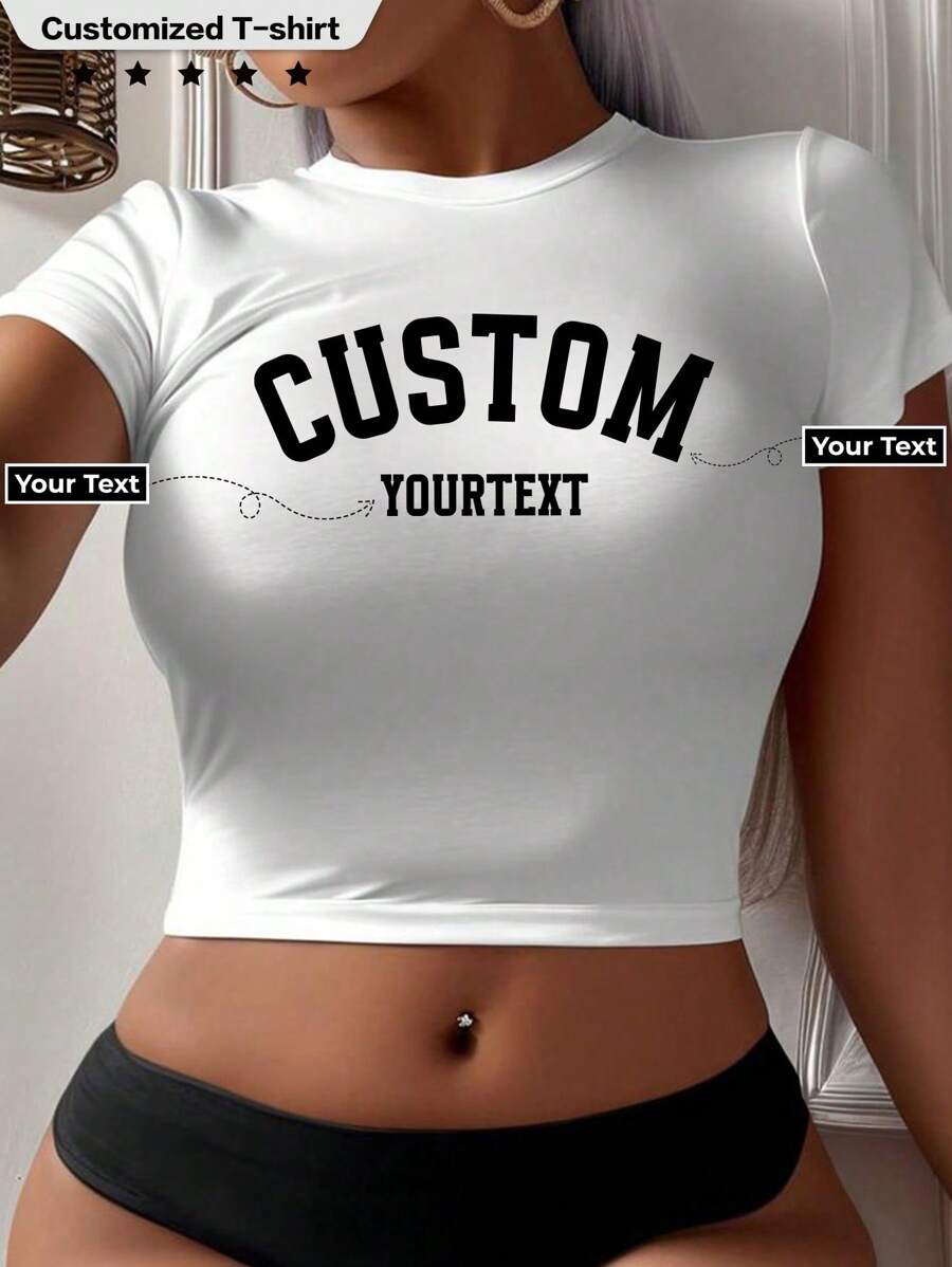 Personalized Shirt Gift For Girlfriend/Wife, Custom Women T-Shirt - Add Your Own Photos/Text (Family Photo/Selfie/Motto/Slogan) To Design Your Custom Printed T-Shirt, Thanksgiving, Carnival, Christmas Personalized Small Shirt, Y2K Crop Top Shirt, Logo |Business |Wedding Gift |Party Outfit |Birthday Gift |Halloween Costume |Christmas Outfit Stylish,Fashion,Capsule Wardrobe,Men Basic/Street Style Ideal Gifts For Him Boyfriend,Family,Friends For Birthdays,For Vacation/Holiday,For School/Competition,For Sports/Climbing