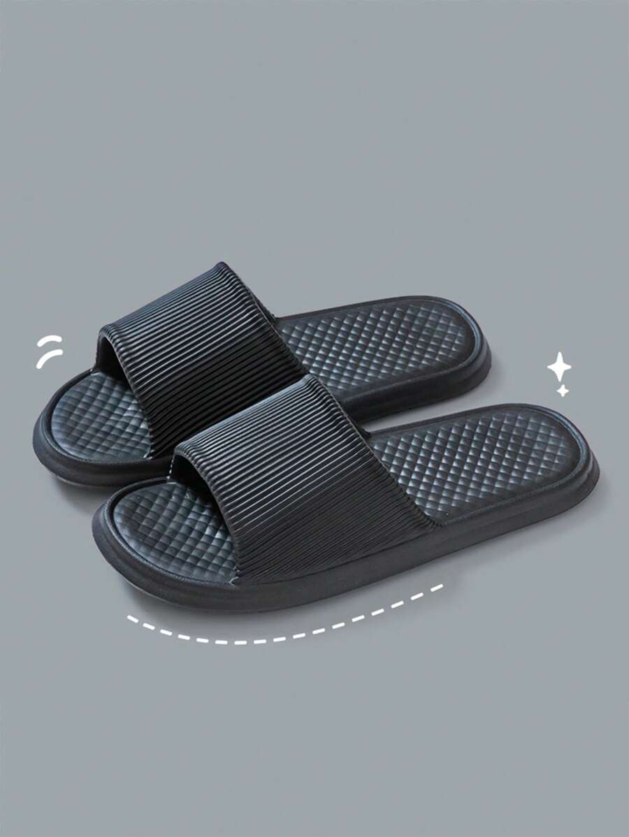 1 Pair Soft Sole EVA Slippers, Waterproof, Wear-Resistant, Breathable, Men's Thick Sole Summer Sandals, Indoor Couple Slippers, Bathroom Shower Sandals, Plastic Slides, Open-Toe Flip Flops, Casual Home Thick Sole Anti-Slip Slippers, Fashionable Outdoor Couple Slippers
