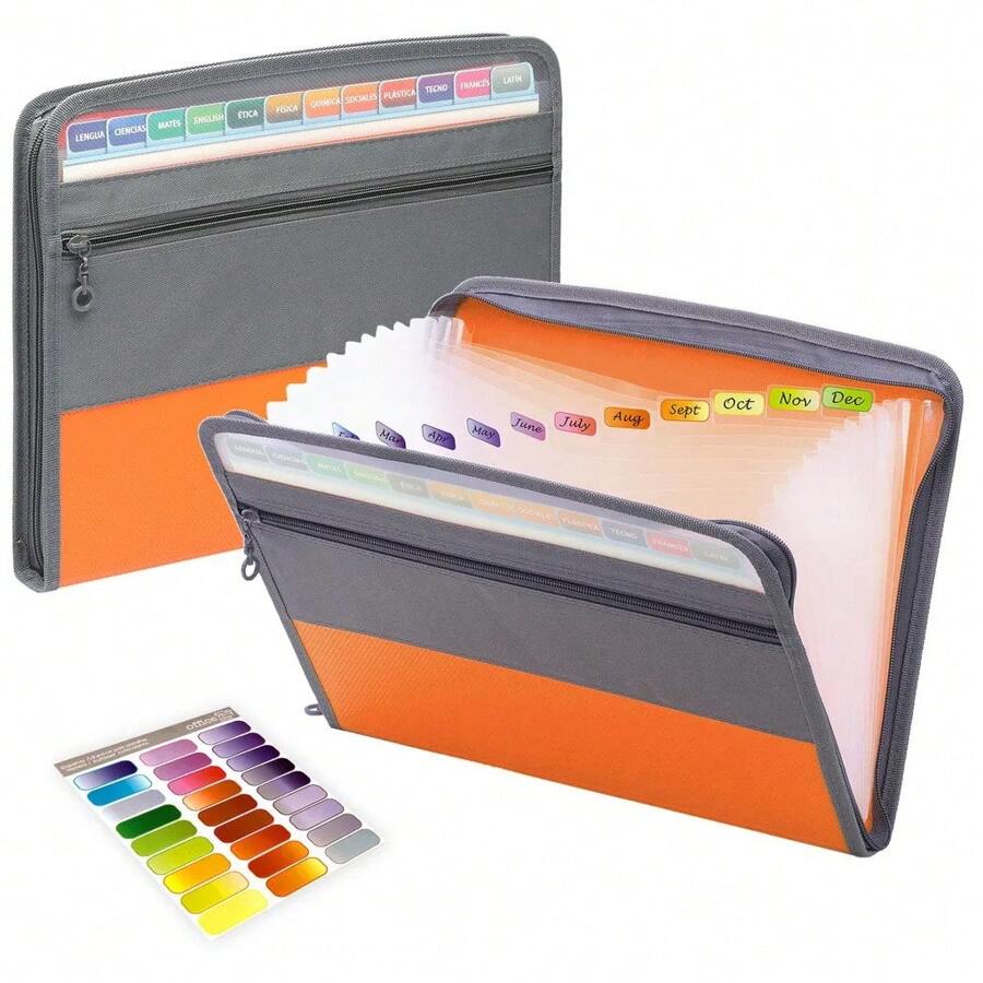 Accordion File Organizer With Safe Zipper, 13 Pocket Expanding File Folder With Front Pencil Pouch, School Office Supplies