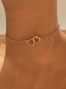 Gold Double Heart Anklet