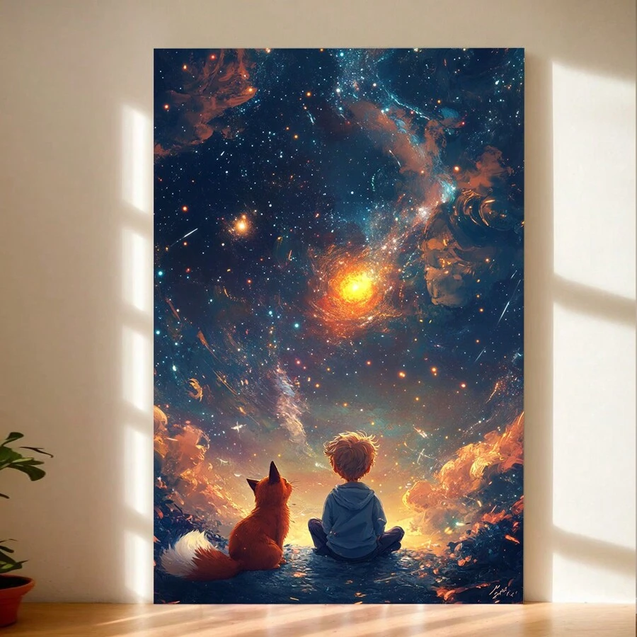 Galaxy Night Canvas Art, Modern Style Poster, Suitable For Home, Office, And Cafe Wall Decor