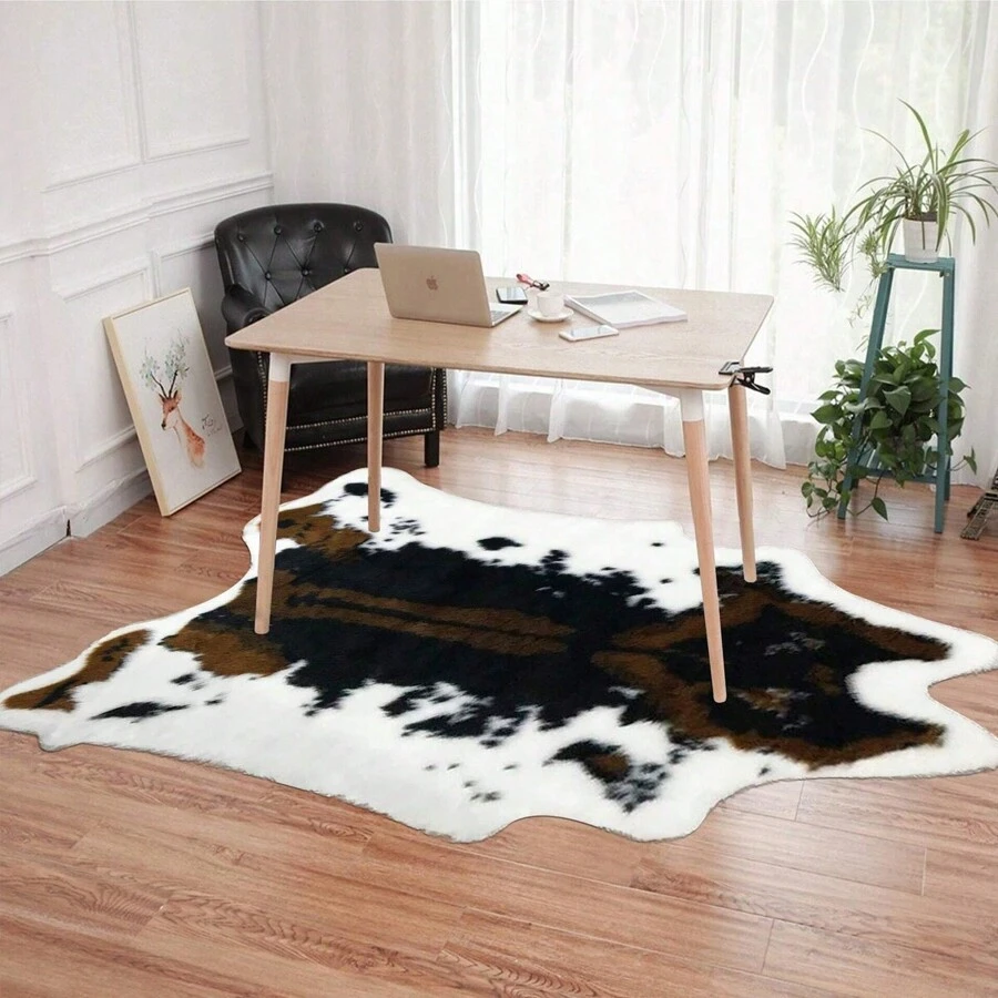 1 Stück Wohnzimmer Schlafzimmer Teppich in realistischer Kuhform, rutschfest, abriebfest, dekorativ, geeignet für Wohnzimmer, Schlafzimmer und Fensterbank, Raumdekoration