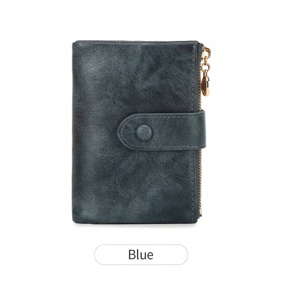 Minimalist Short Women's Wallet Three-Layer Card Holder With Double Zipper Large Capacity ID Card Holder Credit Card Holder Money Bag