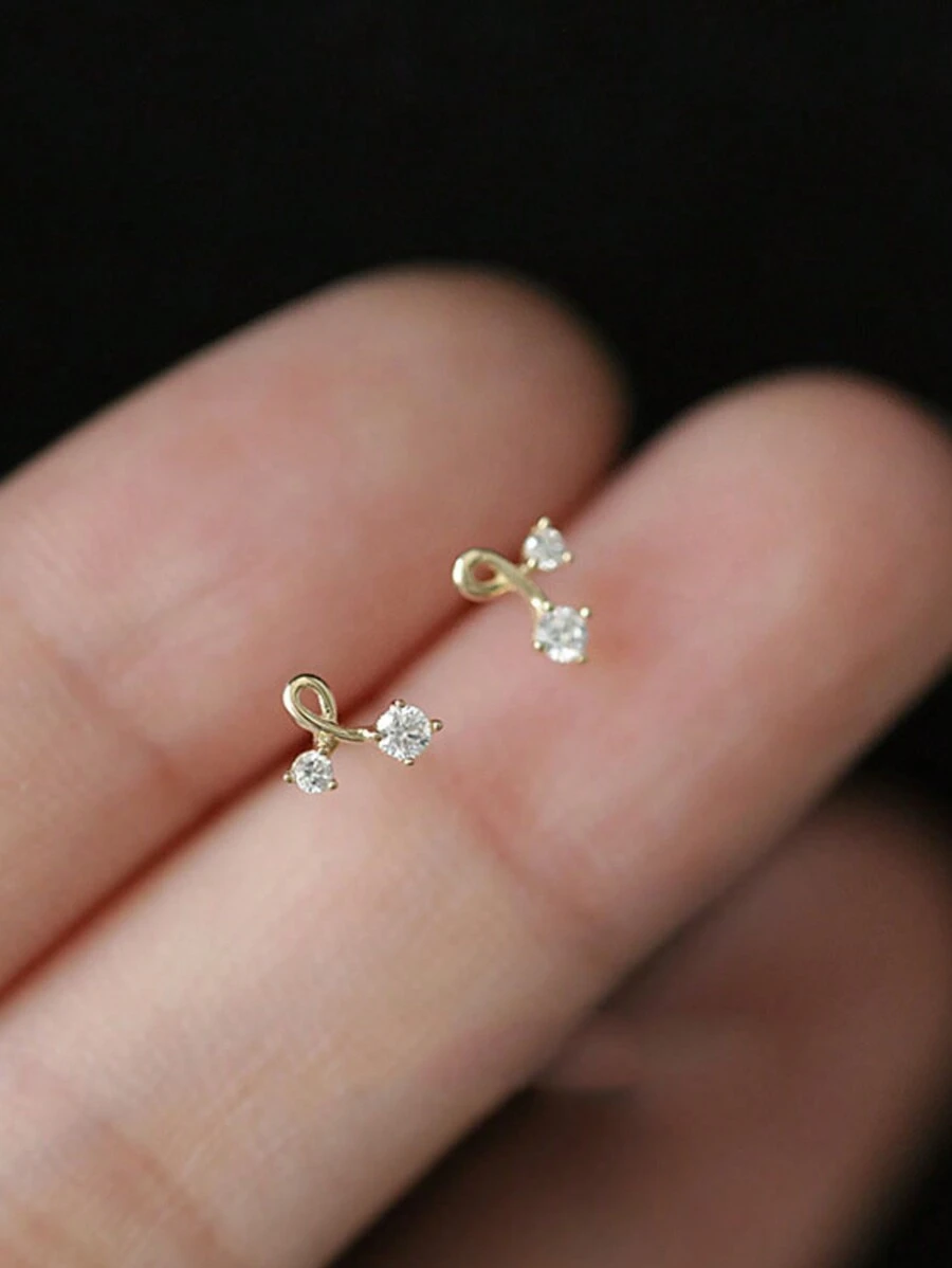 1 Pair Dainty S925 Sterling Silver White Cubic Zirconia Cherry Stud Earrings, Cute Jewelry Accessories Gift For Women, Friends, Birthday, Festival