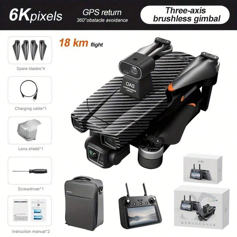 AE86 Pro Max+ Folding GPS Aircraft, Large Touch Screen Remote Control, 8K HD Aerial Photography, Digital Image Dynamic Transmission, Remote Control Range, 3-Axis Anti-Shake Head Camera, Is A Rare Gift