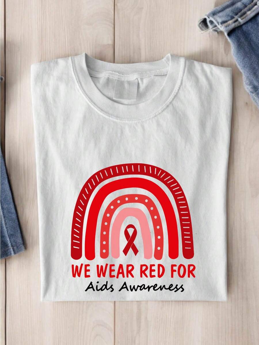 We Were Red For Aids Awareness Shirt, Aids Warrior Shirt, Aids Awareness Shirt, Aids Support Shirts, Aids Fighter Shirts, Aids Survivor Shirts, Aids Ribbon Tees TX-591