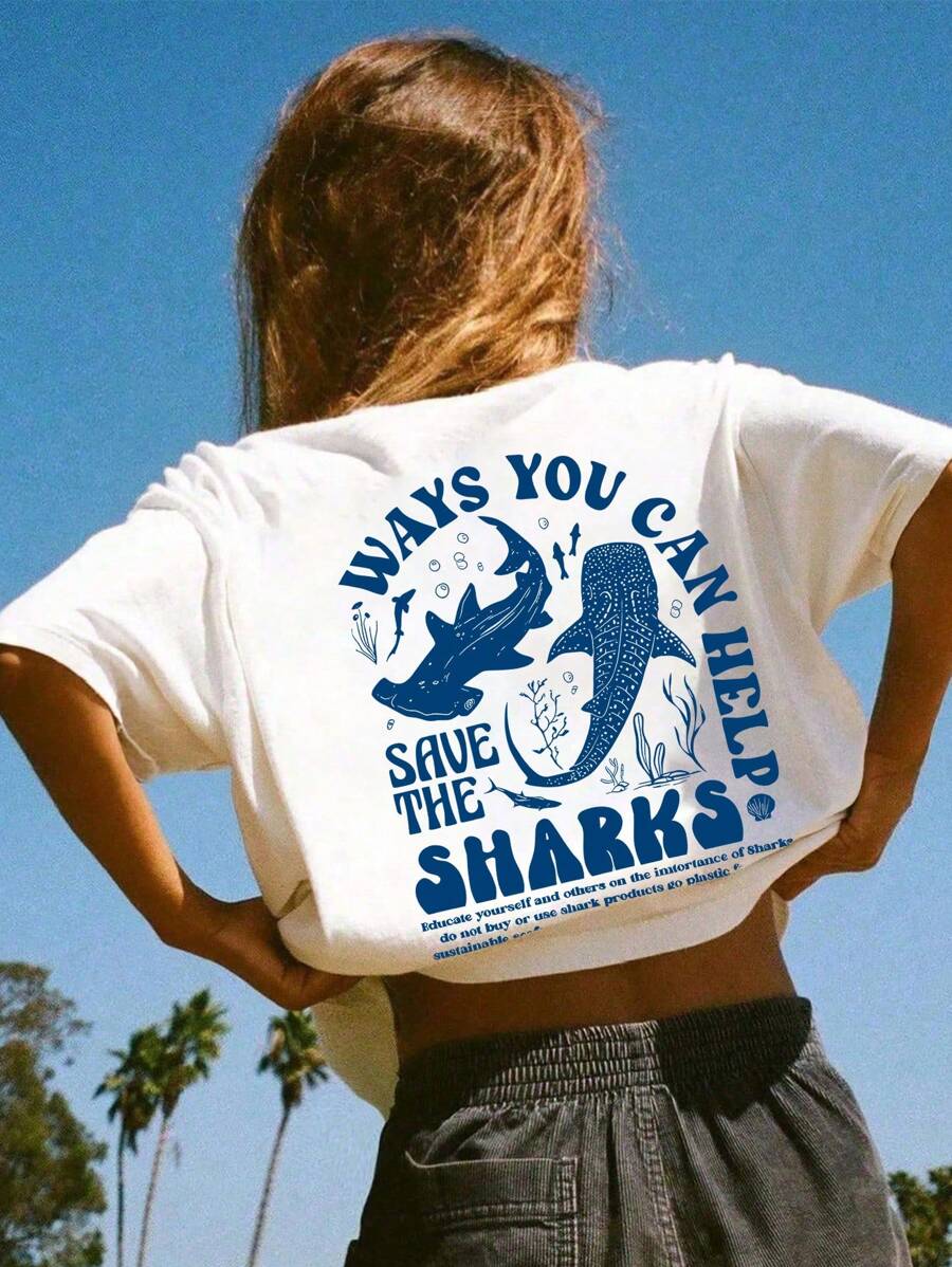 Teen Girl Marine Life Print Graphic Tees For Girl Short Sleeve Tshirts,Teen Girl's Summer Tops Crewneck Shirt Blouse,Suitable For School, Vacation And Shopping Outfits