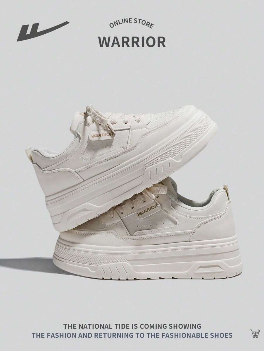WARRIOR 1 Paio di Sneaker Casual con Platform e Lacci per Donna, Scarpe Bianche Classiche, di Nuovo Stile alla Moda e Confortevoli, con Suola Spessa e Antivento Impermeabili, Aumentano l'Altezza
