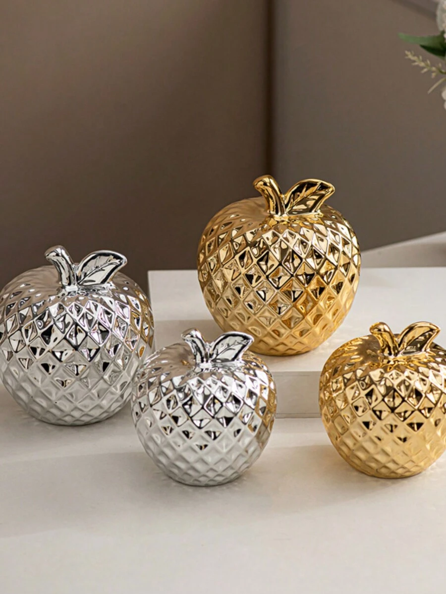 1 peça moderna simples cerâmica ouro prata maçã decoração de mesa - artesanato, decoração de casa, sala de estar, decoração de mesa, perfeito para decoração de festa ou festival
