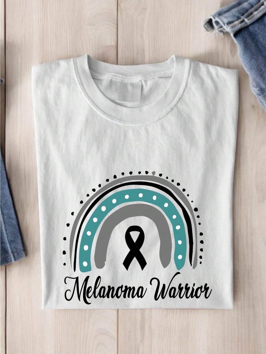 Melanoma Warrior Shirt, Skin Cancer Ribbon Shirt, Melanoma Cancer Skin Cancer Awareness Shirt, Black Ribbon Shirts, Melanoma Awareness Shirts, Skin Cancer Warrior Shirts, Cancer Team Shirts TX-642