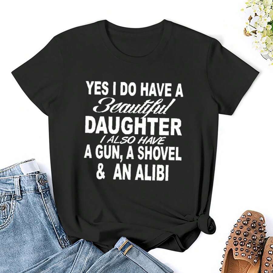Womens Funny Fathers Day Crewneck Short Sleeve Tops Casual T Shirts, All-Season Wear, Perfect For Outdoor Activities And Daily Life, Suitable As A Gift, 220g