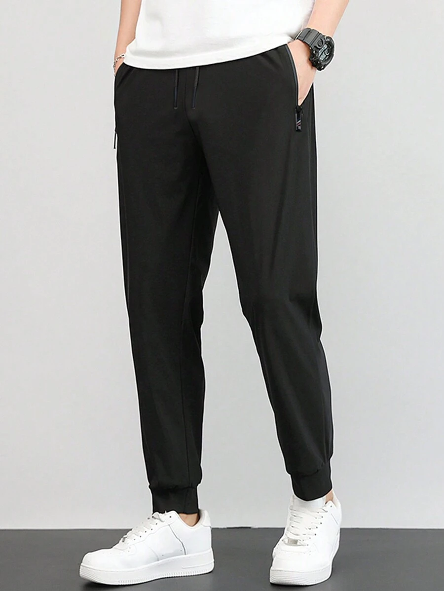 Pantalones de senderismo para hombres, ligeros, de secado rápido, transpirables e impermeables, adecuados para camping, pesca, correr y actividades atléticas, estilo jogger con cintura con cordón y bolsillos con cremallera