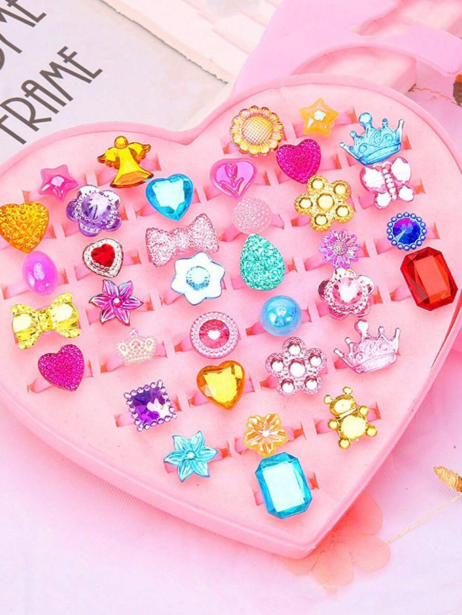 5/20 buc inele din plastic strălucitoare, asortate aleatoriu, pentru fete, accesorii pentru copii, fără cutie, cadou pentru petrecerea prințesei
