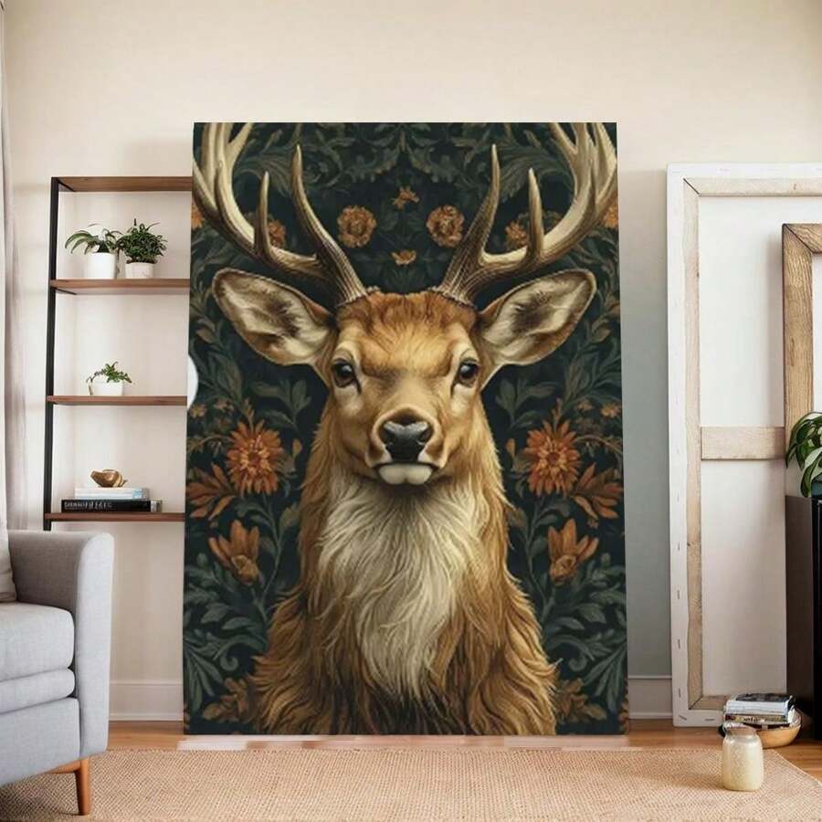 Framed Stunning Deer With Large Antlers Canvas Art - Wooden Framed, Perfect For Home Decor & Gifts, Ready To Hang In Living Room, Bathroom, Or Kitchen Deer Home Decor, Perfect For Room Decor