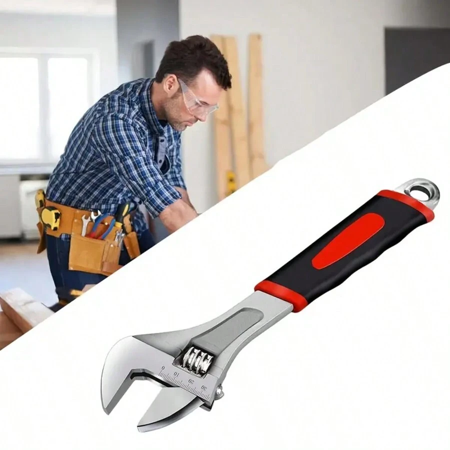 1pc High-Precision Adjustable Basin Wrench With Ergonomic Rubber Coated Handle, Suitable For Automotive, Plumbing, Home, Vehicle And Bathroom Repairs, Tools For Men