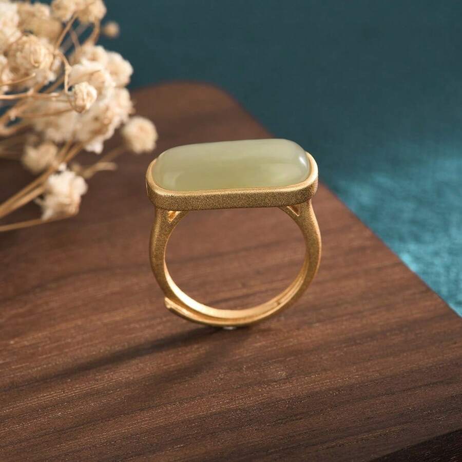 Bague femme rétro cheongsam Hanfu classique, accessoires imitation jade Hetian