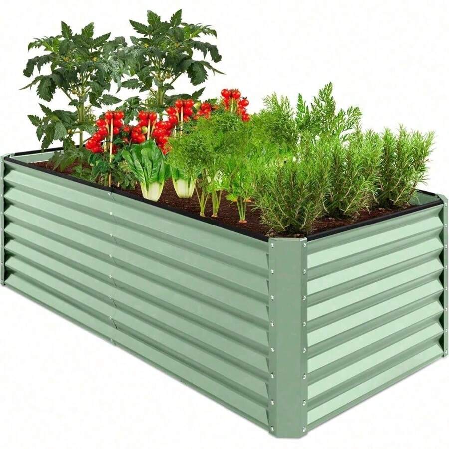 6x3x2ft Outdoor Metal Raised Garden Bed, Deep Root Box Planter For Vegetables, Flowers, Herbs, And Succulents W/ 269 Gallon Capacity - Sage Green