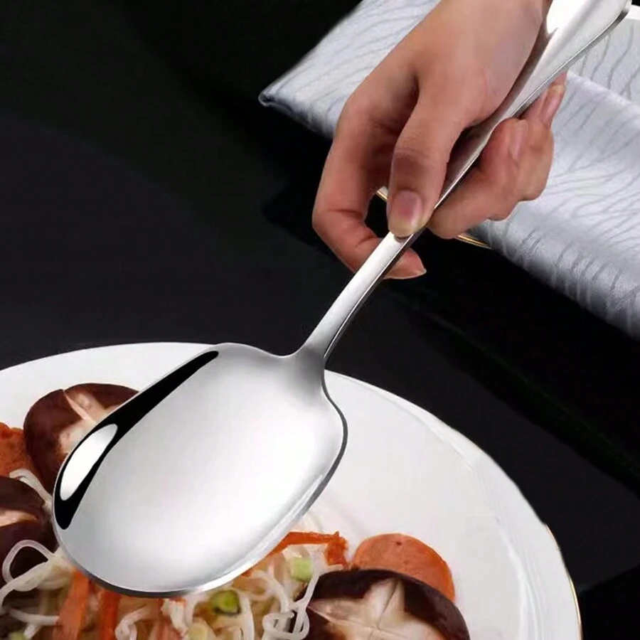 3 piezas de cucharas de servir grandes de acero inoxidable, cucharas de servir grandes, cucharas soperas de acero inoxidable para servir en cocina, restaurante y banquetes