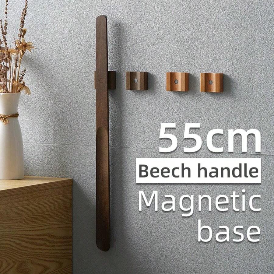 55CM Wooden Long Handle Magnetic Shoehorn Long Shoe Spoon Horn For Shoes Wear Shoe Easier Support For Customized Logo