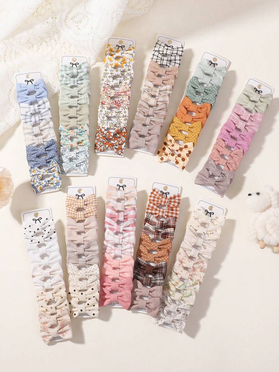 20 pièces Pinces à cheveux imprimées en tissu couvrant entièrement pour enfants, convient pour un port quotidien et les voyages