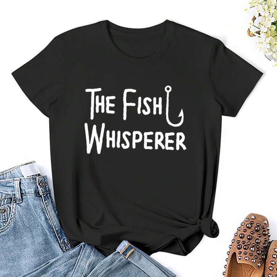 Camisetas casuales de manga corta con cuello redondo y "The Fish Whisperer" para mujer, para usar durante toda la temporada, perfectas para actividades al aire libre y la vida diaria, adecuadas como regalo