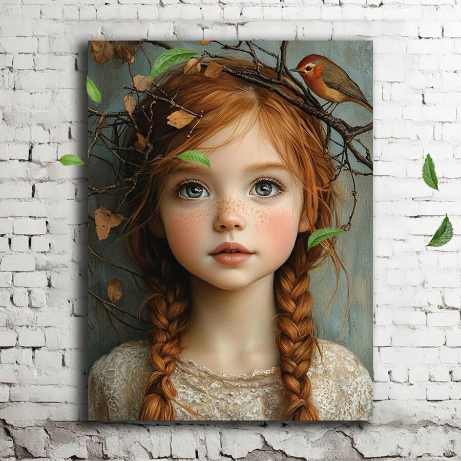 A Little Girl With Red Hair-1 Pc Wooden Framed Canvas Painting - Thickness 2.25cm/0.9inch,Valentine's Day Decorations At Home,Valentine's Day,New Year,Home Gift Decoration, Room Decoration Aesthetic, Wall Decoration Art, Perfect Gift, Autumn And Winter Wall Decoration, Living Room Decoration, Bedroom Decoration, Kitchen Decoration, Entry Decoration, Bathroom Decoration, Direct Wall Painting, High Quality Wall Painting Poster ,Easter Easter Decorations For Women