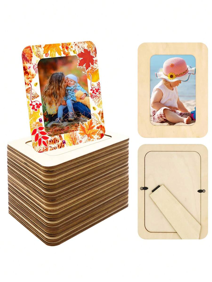 DIY Unfinished Solid Wood Photo Frame, Suitable For 4 X 6 Inch Photos, Crafts, Paintings, Art Projects, Wooden Decoration
