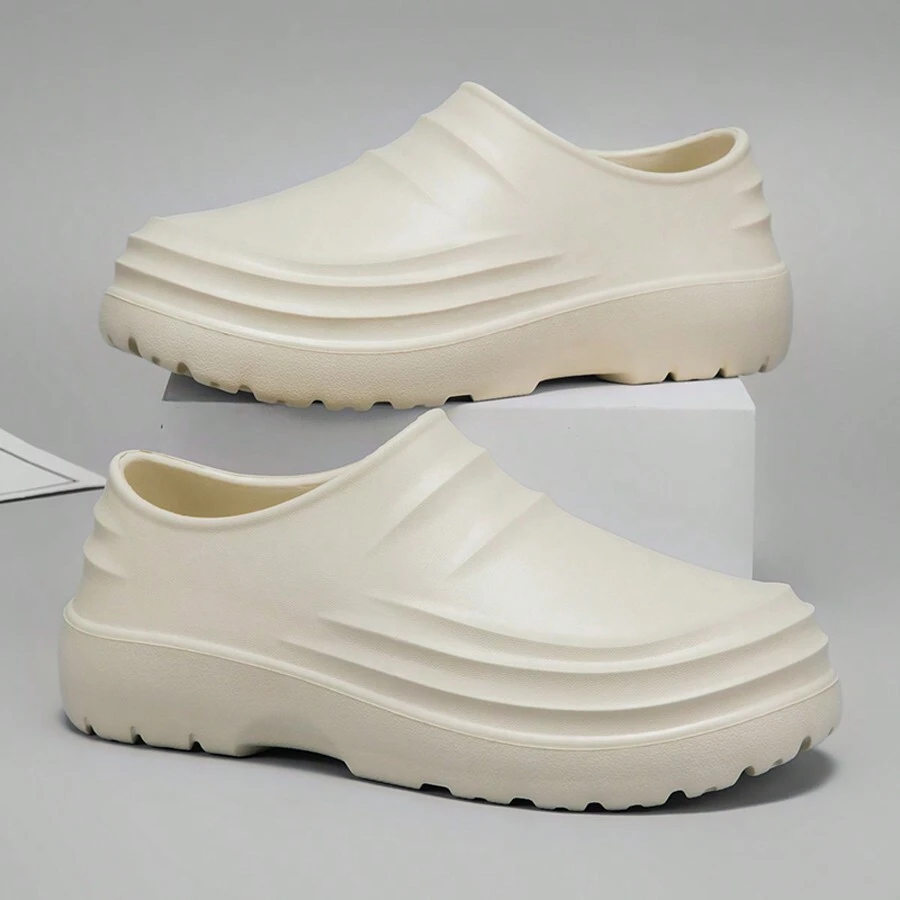 Perforated Casual Clogs For Men, New Design Thick Sole Waterproof Non-Slip Chef Shoes For Work, Cross-Border Overseas Casual Sandals