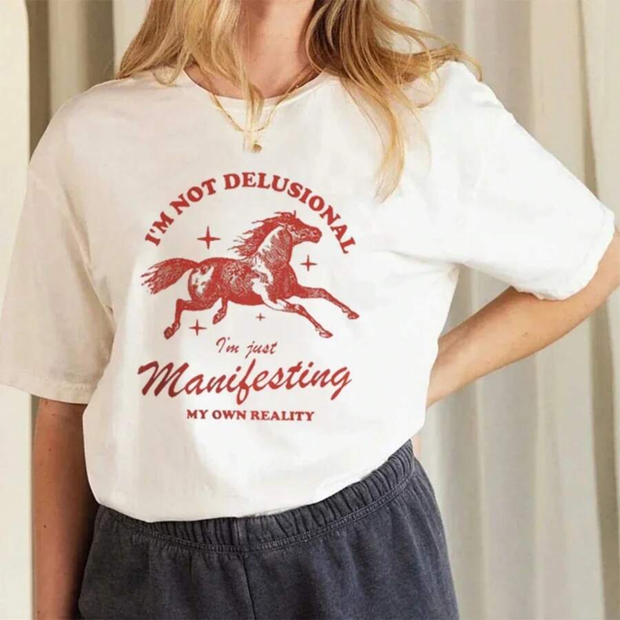Lucky Girl Syndrome, Manifesting, Not Delusional Aesthetic PNG Design Perfect For T-Shirts, Tote Bag, Mugs And More - Com
