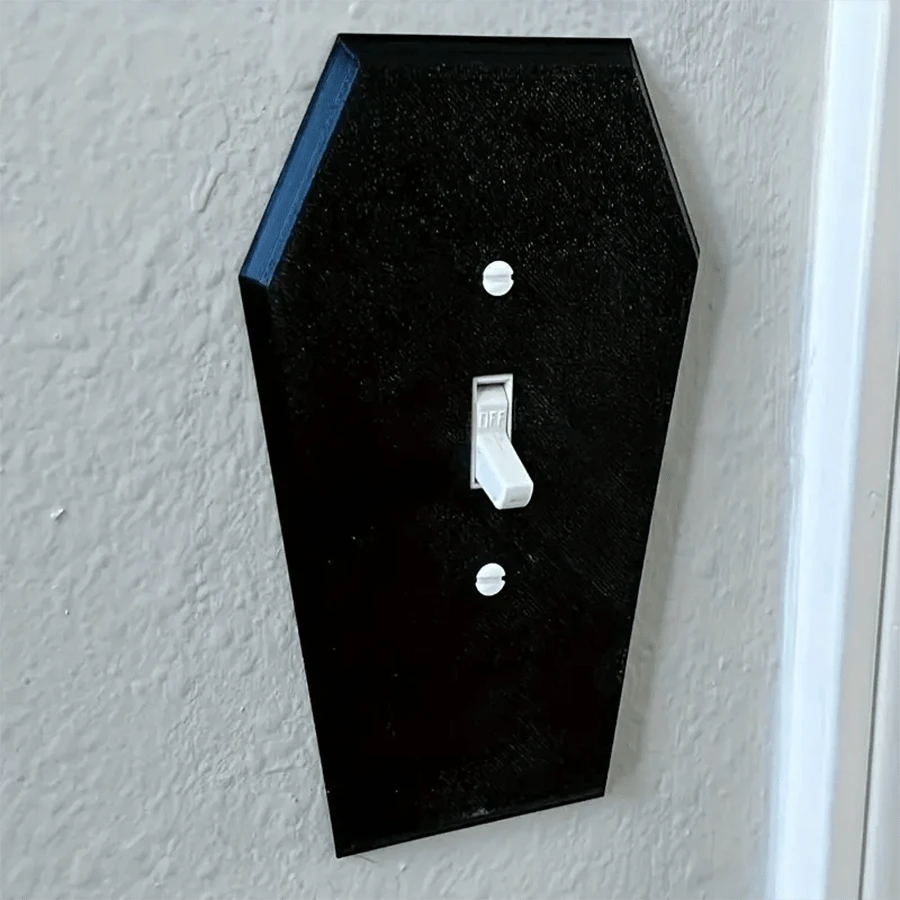 Gothic Coffin Lamp Switch & Power Outlet Cover - Halloween Decor Wall Plate, No Battery Required, Easy Installation