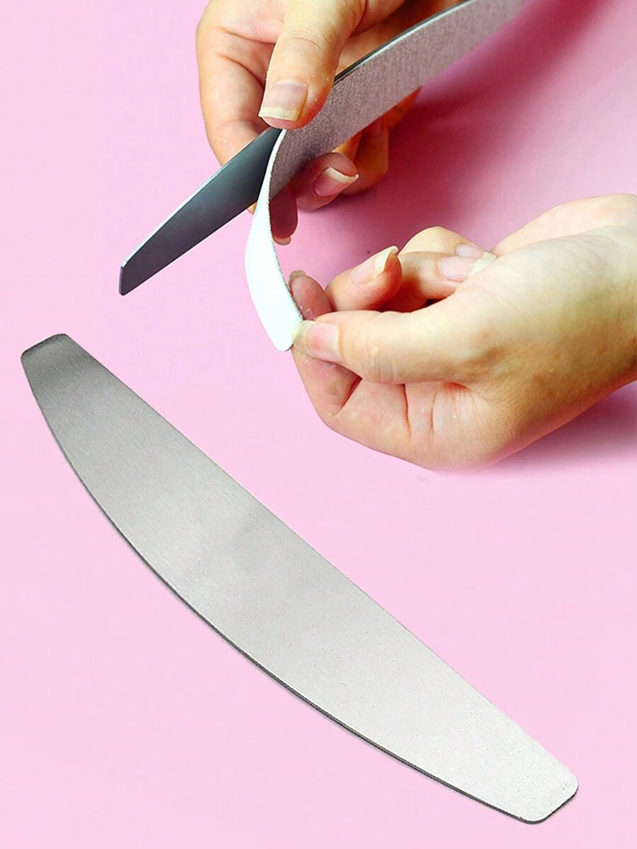 1 pezzo Cuscinetto di levigatura e lima per unghie in acciaio inossidabile semicircolare (pezzi di lima per unghie di ricambio venduti separatamente)