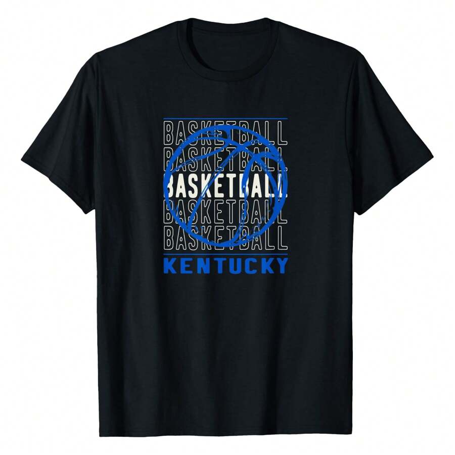 Basketball Kentucky T-Shirt Women's 100% Cotton Casual T-Shirt, Soft And Breathable Fabric, Relaxed Fit Short Sleeve Crew Neck, Perfect For Everyday Wear, Outdoor Activities, Travel, And Layering, Effortlessly Stylish And Comfortable!