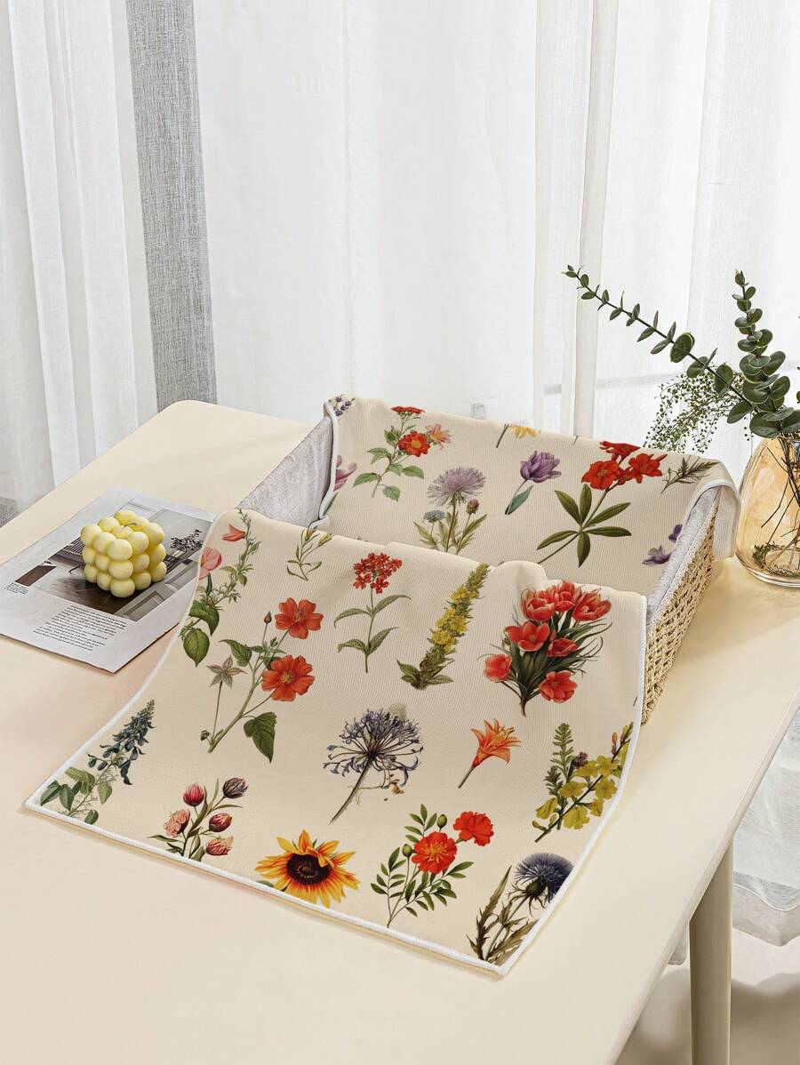 2pcs Vintage Mushroom Kitchen Towels Brown Beige Dish Towels Retro Botanical Hand Drying Tea Towels For Cooking Baking Party Supplies