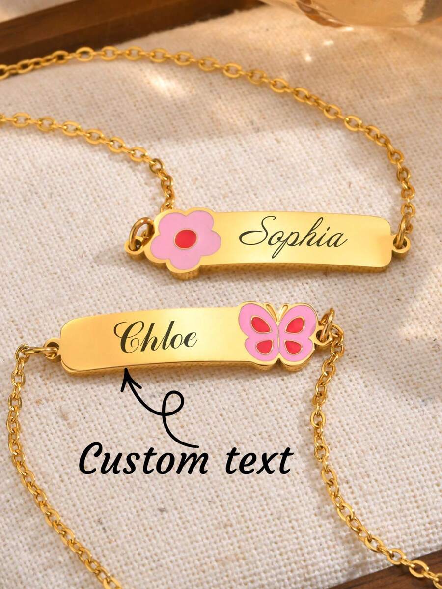 1 stuk schattige en minimalistische roestvrijstalen roze vlinderbloem gouden ketting, sieraden cadeau voor vrouwen, geschikt voor dagelijks gebruik, gepersonaliseerd cadeau voor school, vakantie
