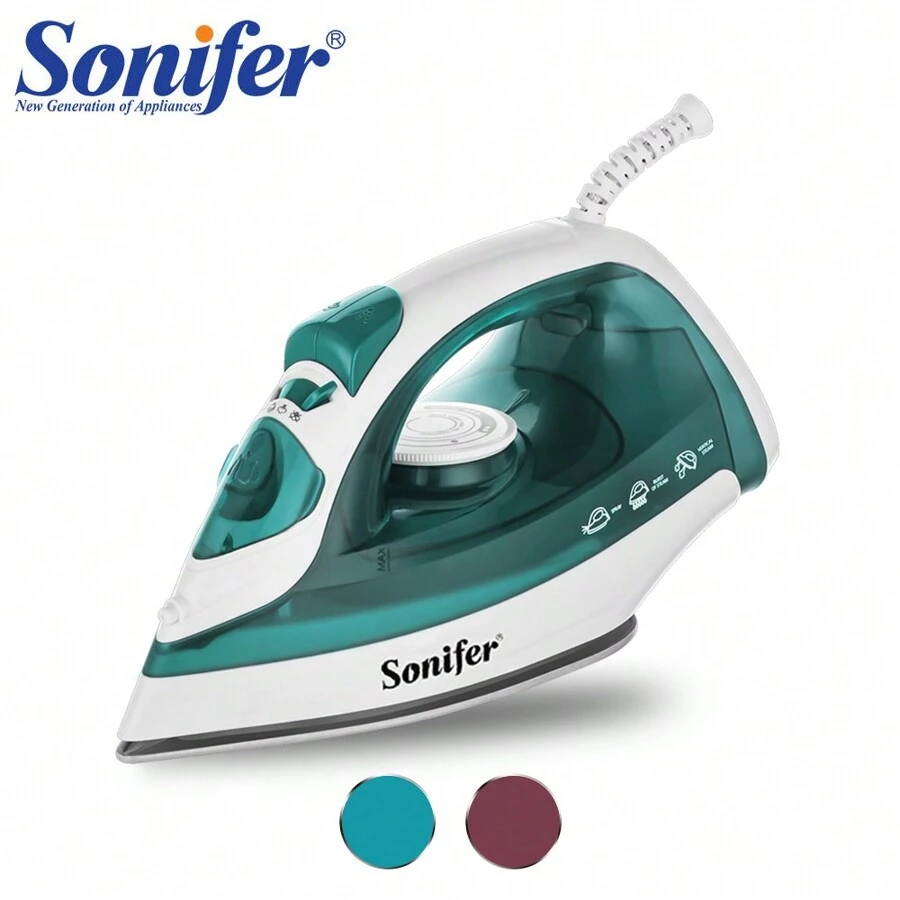 SONIFER Sonifer Dampfbügeleisen SF-9034, 1600 W, Keramik-Bügelsohle, Einstellbare Dampfregelung, Sprüh-/Dampf-/Dampfstoß-/Vertikaldampffunktion, Einstellbare Temperaturkontrolle, 360 Grad drehbarer Kabelschutz mit Kontrollleuchte, Wassertankvolumen: 160 ml, kontinuierliche Dampfmenge: 12 g/Min, Dampfstoß: 0,4 g/Mal, Sprühmenge: 0,4 g/Mal, AC 220-240 V, 50-60 Hz, 1600 W