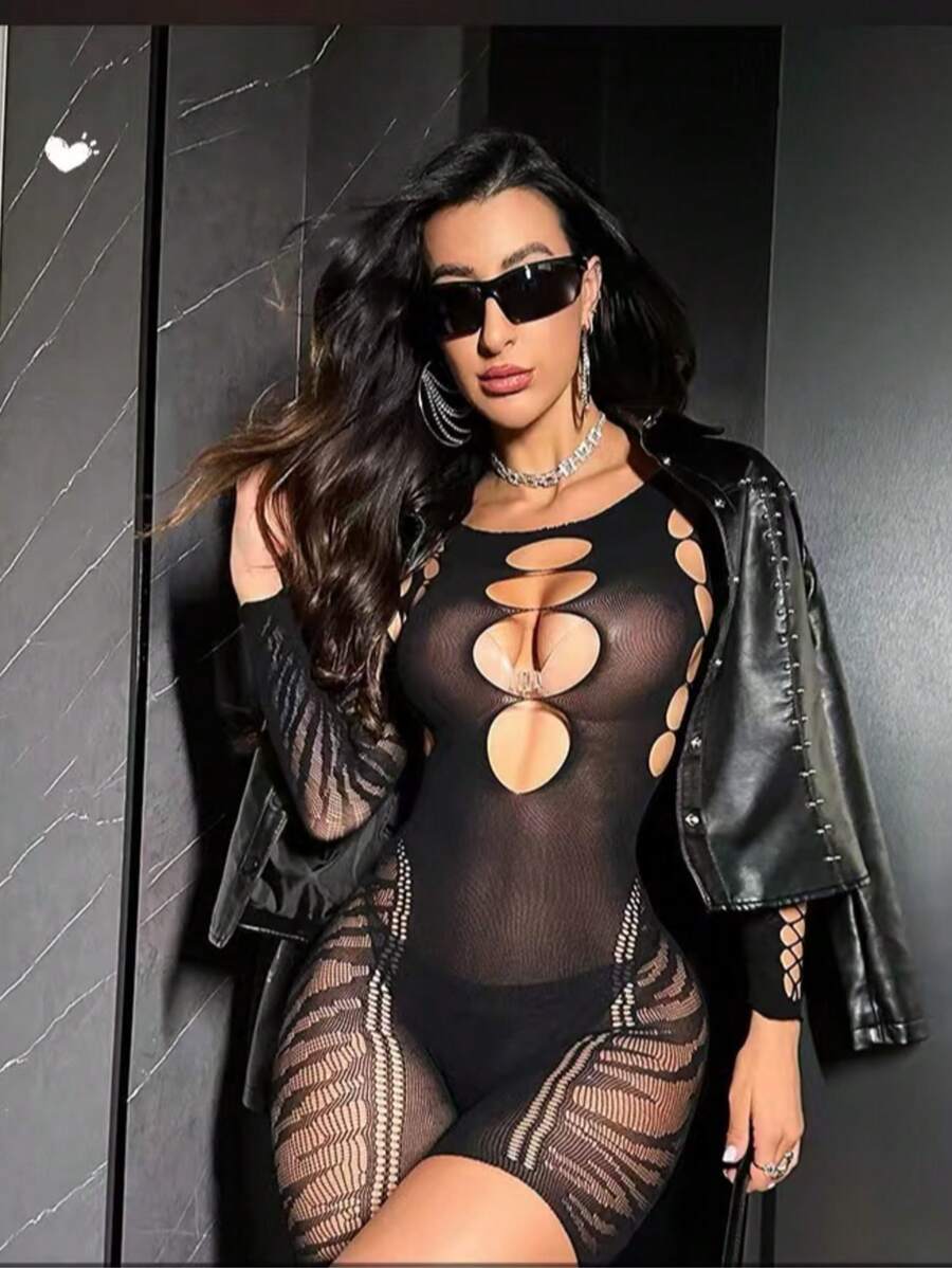 Conjunto de lencería sexy, pijama sexy, mono de estilo discoteca seductor, calcetines de malla, ropa de malla transparente, adecuado para 80 a 160 libras, estilo de San Valentín. Agotado y retirado