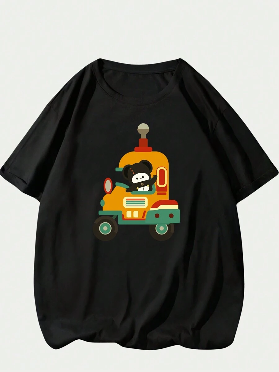 Camiseta Desenho Animado Blusa Unissex Masculina Algodao Verao Macio Confort Estampa Animal