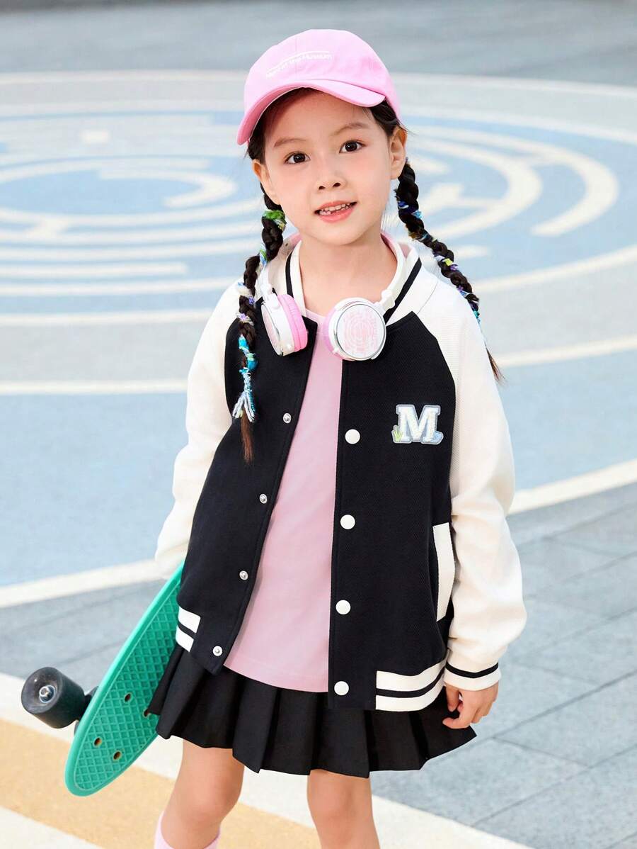 mini bala Tween Girl' Baseball Jacket, Cute And Stylish Spring Outerwear