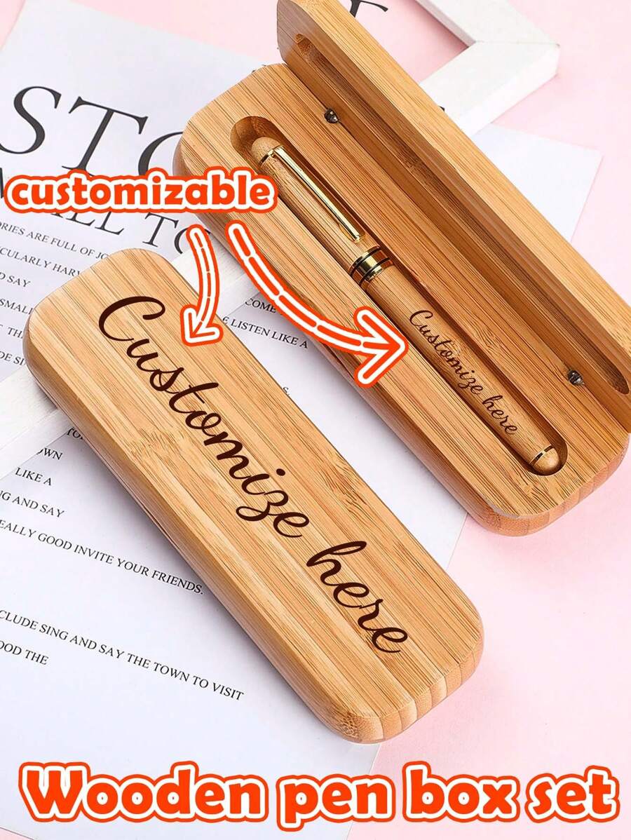 Caja de regalo de pluma personalizada, pluma de bambú y metal, regalo creativo con logotipo, pluma neutra de oficina, regreso a la escuela, multifuncional, ornamental, reutilizable, moderna, colorida, linda, vintage, de dibujos animados, Kawaii, personalizada, única, para trabajadores, clientes, estudiantes, para negocios/trabajo/oficina, para la escuela, suministros escolares, regreso a la escuela, para oficina, para la escuela, para el aula, para regalos de maestros, para la universidad, para colegas, para dormitorios, para maestros, para niños y niñas, para adolescentes, estudiantes de secundaria, estudiantes de secundaria, estudiantes universitarios, estudiantes universitarios, primer año, segundo año, estudiantes menores