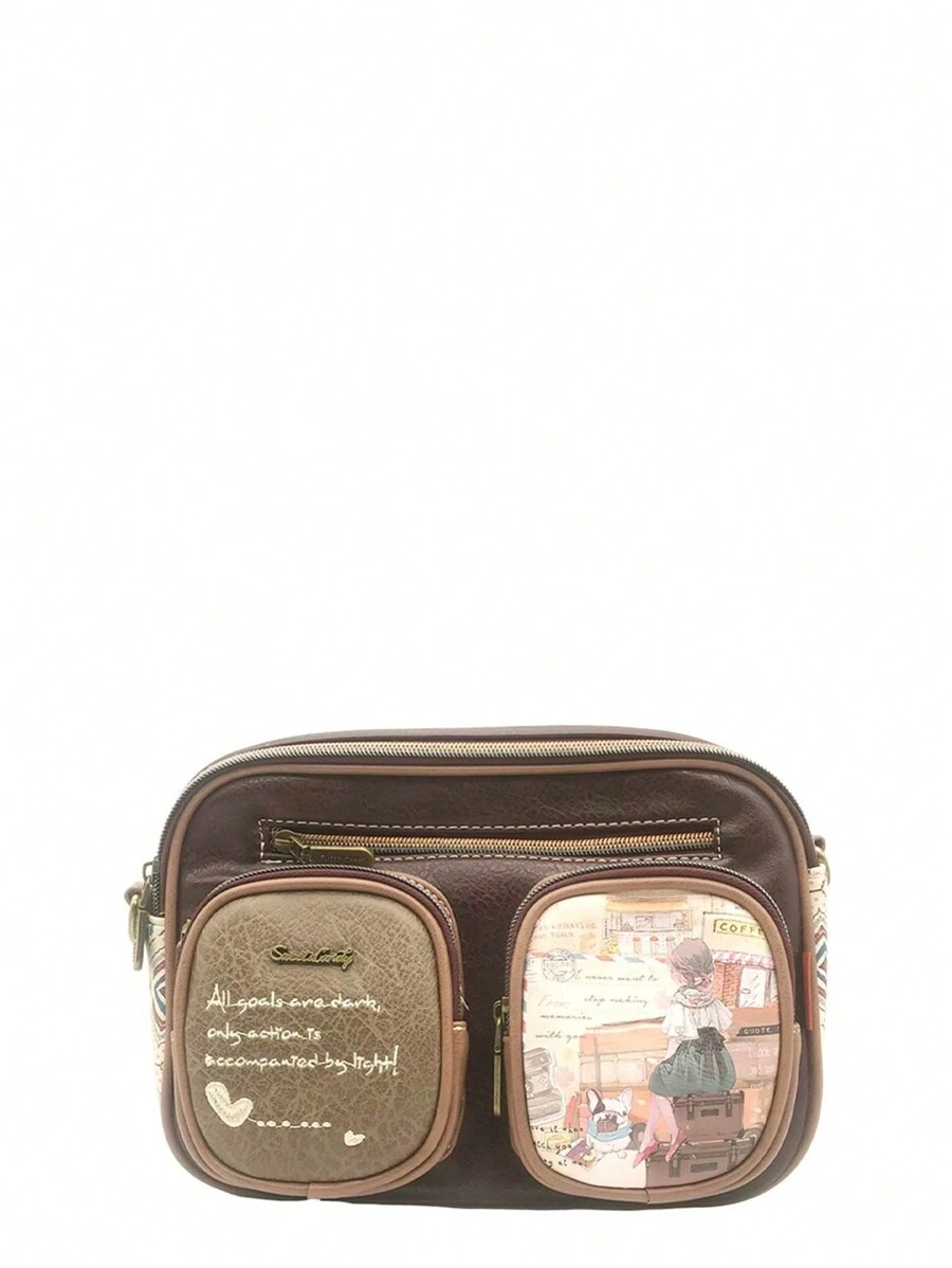 Sweet & Candy Damesmode Crossbody Tas PU Leuke Cartoon Grappige Bedrukte Vlinder Hot Selling Origineel Ontwerp Lichtgewicht Draagbaar Reizen School Pendelen Vintage College Chic Pendelen