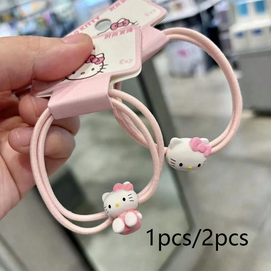 Sanrio -1pc/2pcs Hello Kitty Cartoon Cute Headband, Sweet And Versatile High Elasticity Rubber Band, Ponytail Headband Hair Accessory Headband. Home Bathroom Decor Fall Decor Back To School
