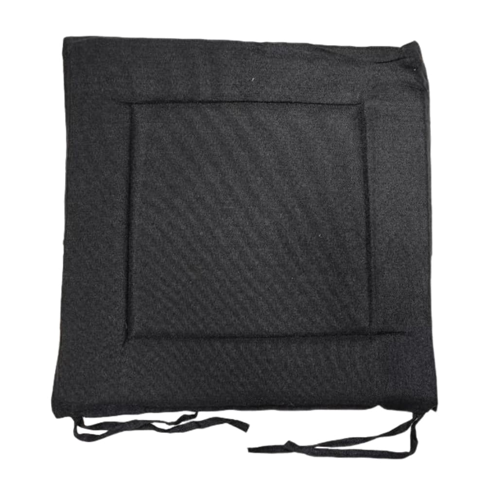 Cojín para Silla-40X40CM con Lazos, Cojín Antideslizante para Asiento de Silla para Uso Interior y Exterior, Negro