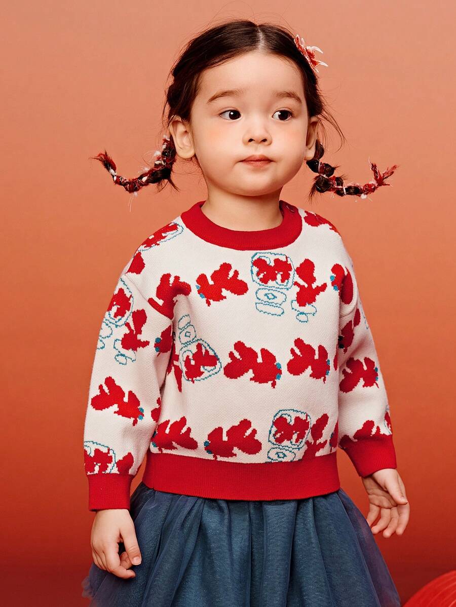 mini bala Suéter tejido de Año Nuevo para niña, ropa de invierno cálida para niños y niñas