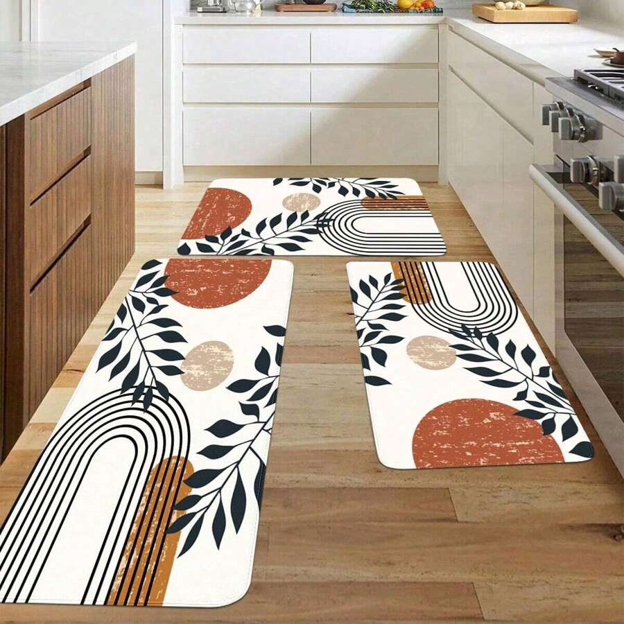 1 pieza Tapete de entrada antideslizante, resistente al desgaste y fácil de limpiar con impresión de hojas de árbol, adecuado para la sala de estar, dormitorio, cocina y otras áreas, decoración del hogar