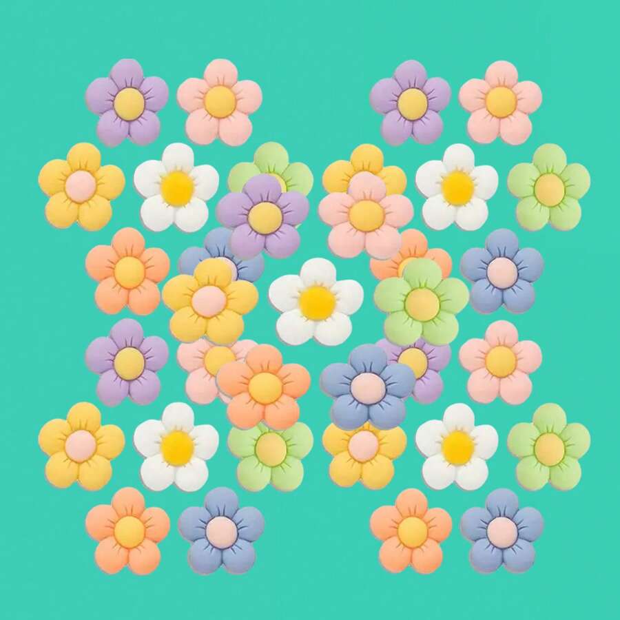 1 Set Of 5/10/20/30/50pcs Random Flower Themed Shoe Decorations, Can Be Matched With Other Shoe Accessories For Decoration. Suitable For Birthday, Party, Holiday, Valentine's Day. Shoe Decor, Shoe Accessories, Shoe (Accessories) Decoration