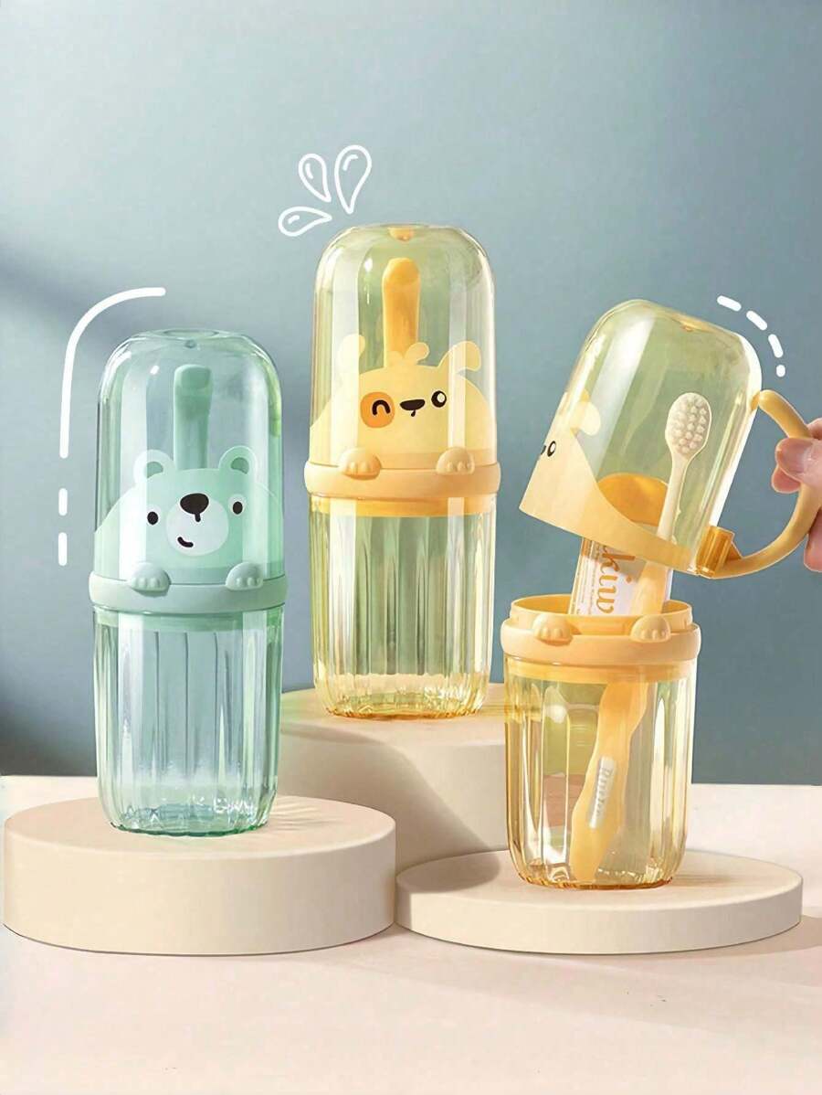 1pc Portable Toothbrush Cup With Holder And Rinse Cup Travel Toothbrush Storage Kit For Home And Outdoor Use Suitable For Student Dormitory Business Trip Hotel Or Outdoor Travel
