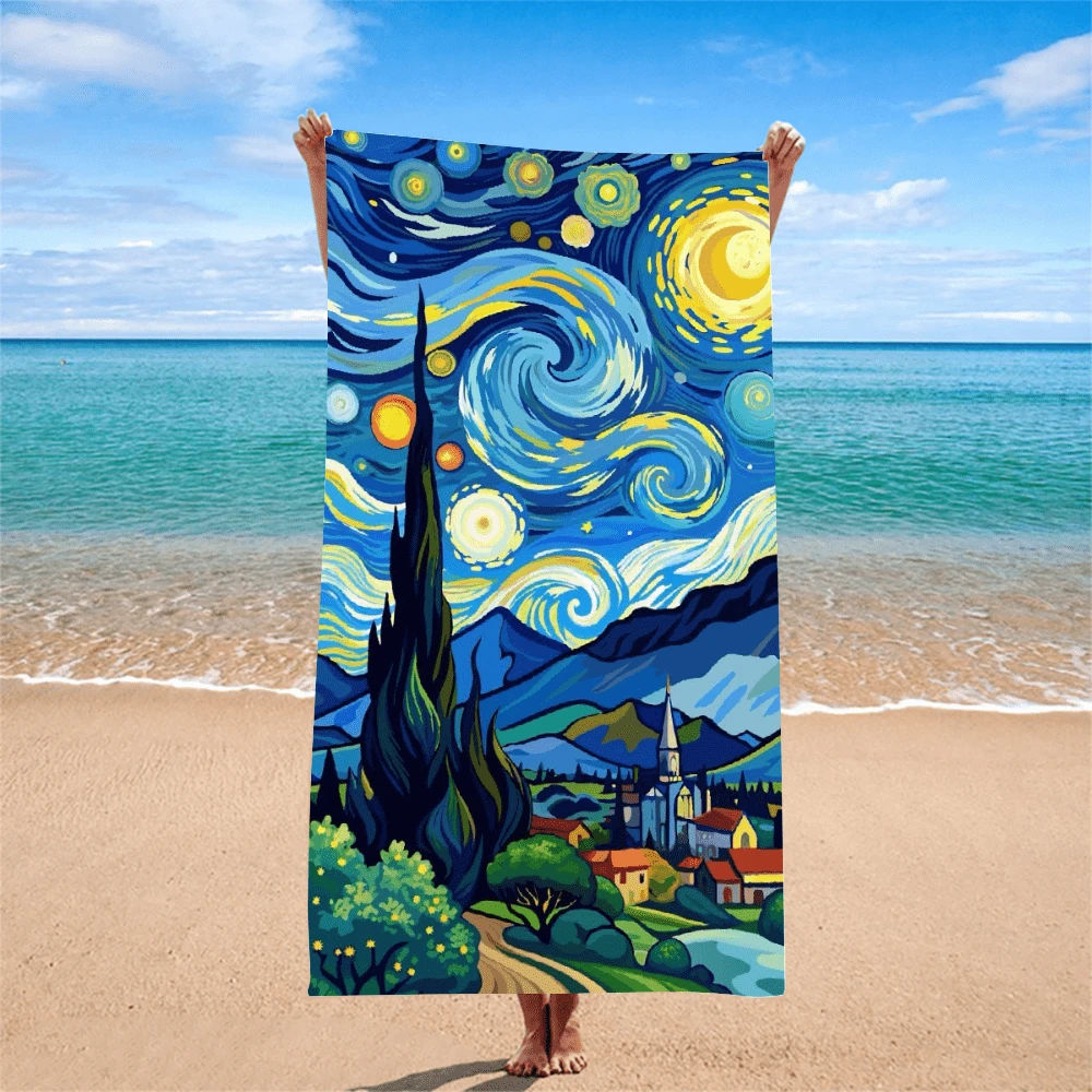 1 pièce Serviette de plage en fibres ultra-fines motif point de croix, serviette de plage séchage rapide, serviette d'absorption pour la transpiration quotidienne, serviette de bain absorbante, impression numérique, serviette de bain super grande pour la plage, l'hôtel, la natation, le sport en extérieur
