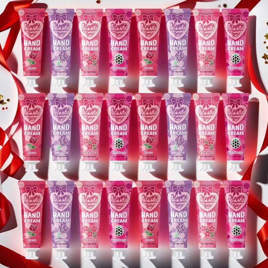 MISS FACTORX 24pcs/Set Plant Flower Scented Hand Cream Moisturizer, Mini Size Suitable For Dry Hands, Gift For Valentine's Day, Women's Birthday, Teacher Appreciation, Portable
