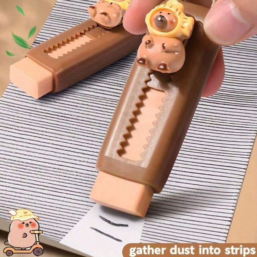 1pc Cute Capybara Shape Pencil Eraser - Convenient Pull-Push Eraser, School Supplies, Suitable For Office, Party Favors Random Things, Japanese School Supplies,Eraser,Office>Supplies,School Pencil,Back To School Supplies,Jucarii,Capybara
